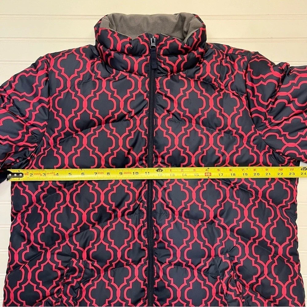 Lands' End Navy and Pink Patterned Down-Filled Puffer Jacket‎ Size XL 18